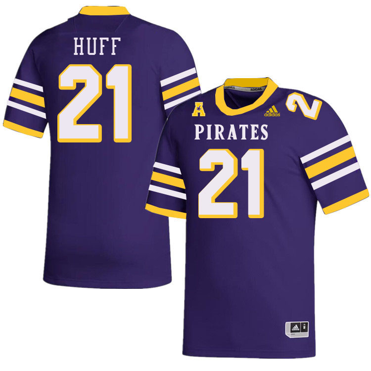 Men #21 Jordan Huff ECU Pirates College Football Jerseys Stitched-Throwback